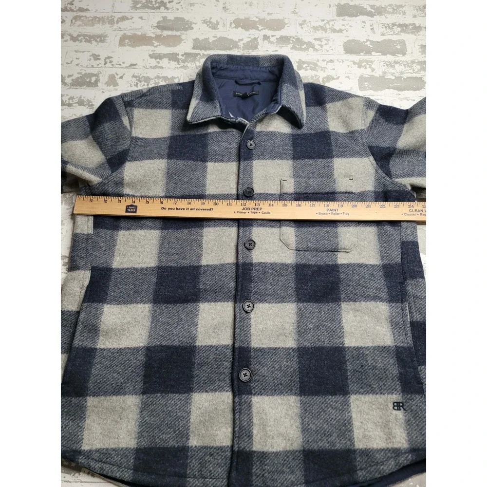 Banana Republic Mens L Heritage‎ Shirt Jacket Plaid Check Blue Heavyweight